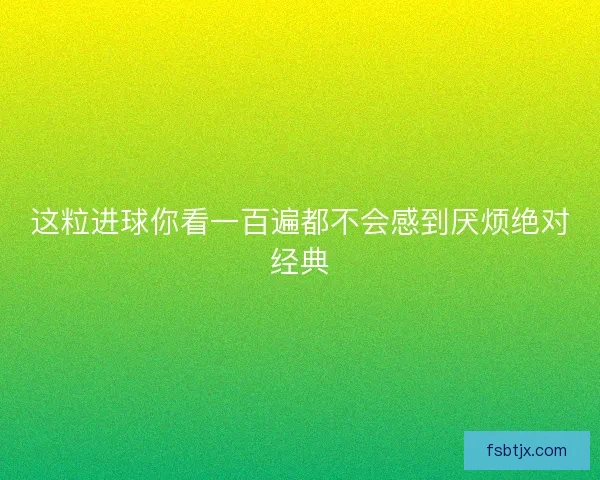这粒进球你看一百遍都不会感到厌烦绝对经典